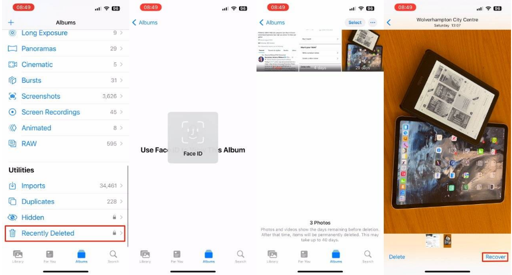 彝良苹果14维修分享 iPhone14 上恢复已删除的照片 