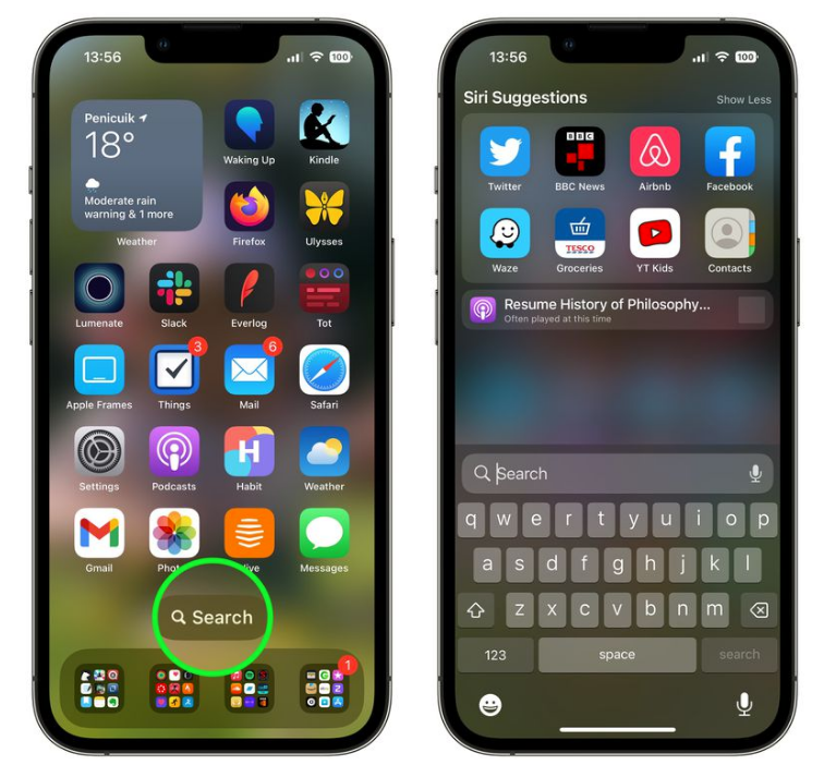 彝良苹果手机维修分享升级到 iOS 16 后，如何删除主屏幕上的搜索按钮 